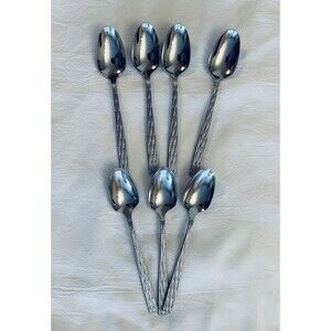 7 Tea Spoons Oleg Cassini EKCO Stainless Flatware 6" Japan